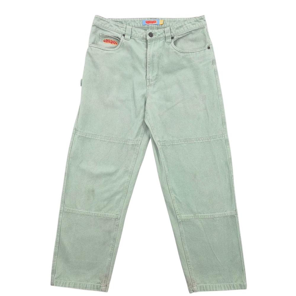 Empyre Mens Sage Green Double Knee Carpenter Pants Loose Fit Skate Canvas Sz 30